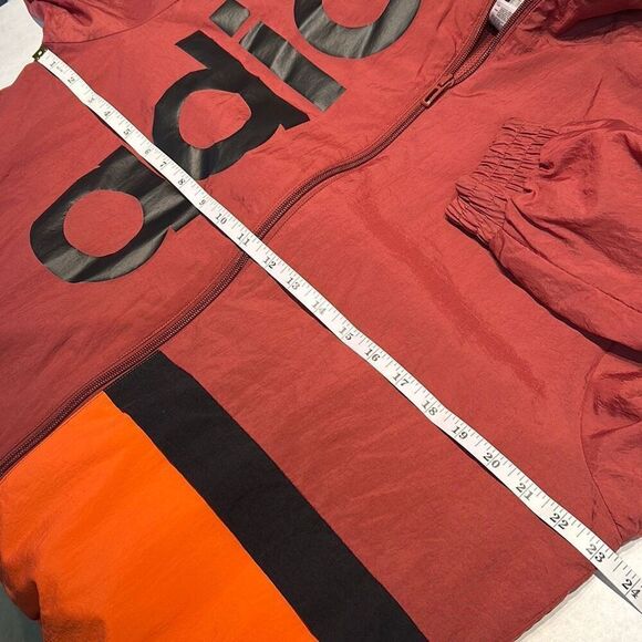 Adidas Big Logo Colorblock Jacket Windbreaker Sz Medium Orange Red Pink Black - Picture 11 of 12
